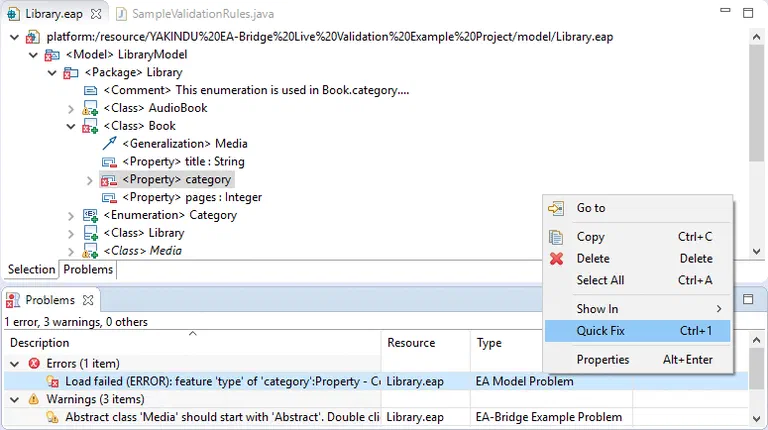 EA-Modell geladen mit dem Eclipse-UML-Editor via EA-Bridge