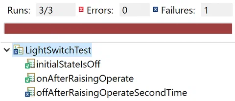 Third test execution and feedback if it fails or passes